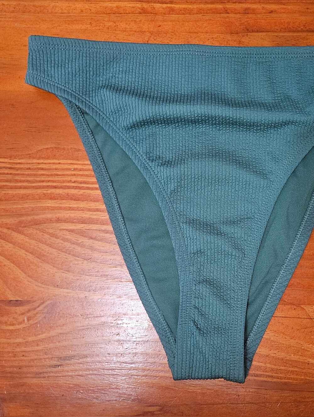 Nike Swim Green High Cut Ribbed Bikini BOTTOM ONLY New With Tags Large!